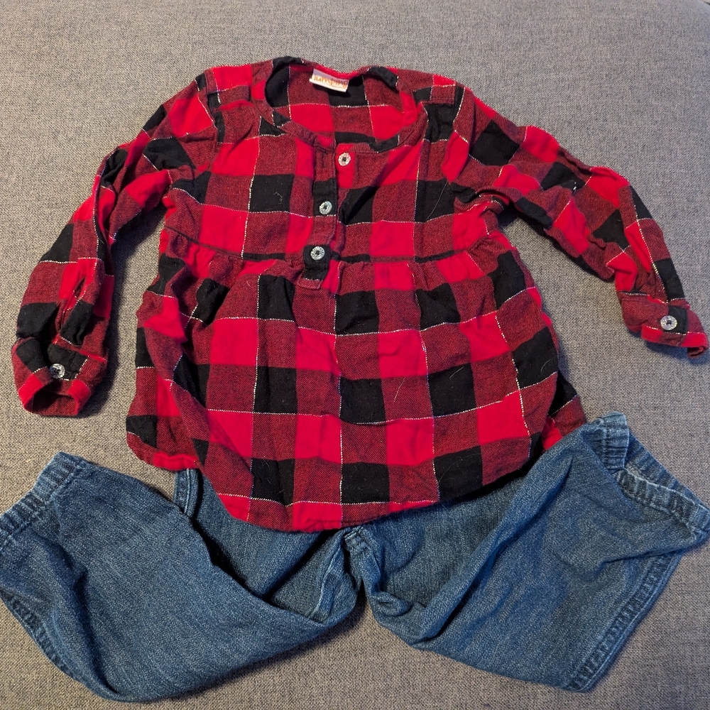 Red and Black Plaid Button-Up Shirt